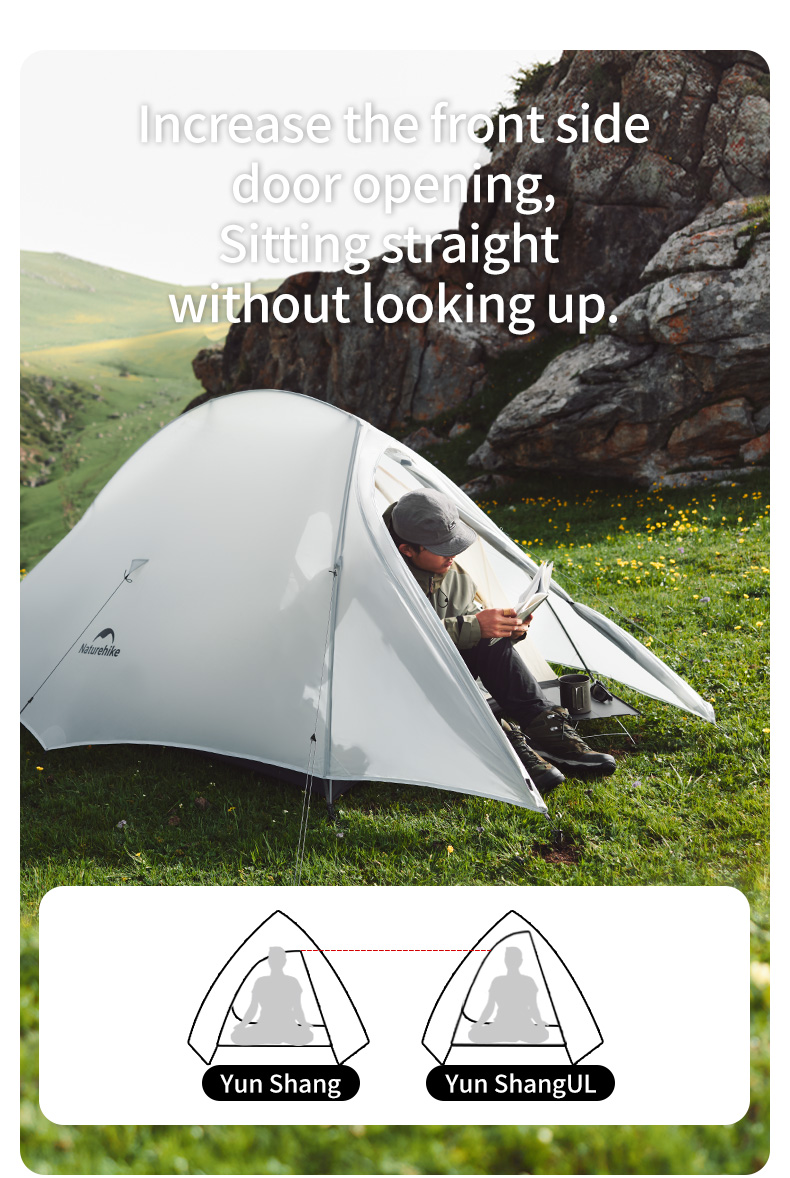 Naturehike Cloud up series เต็นท์ UL Double Layer 1-2 คนเต็นท์แคมป์ปิ้งแบบพกพา Ultralight กันน้ํา Backpacking Camping เต็นท์