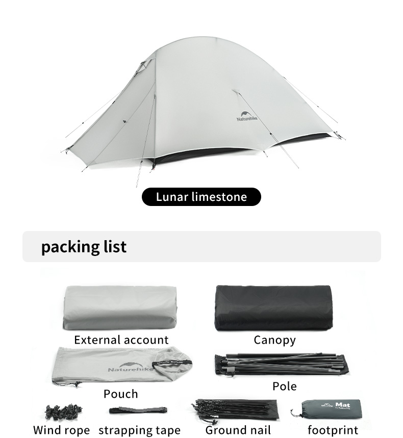 Naturehike Cloud up series เต็นท์ UL Double Layer 1-2 คนเต็นท์แคมป์ปิ้งแบบพกพา Ultralight กันน้ํา Backpacking Camping เต็นท์