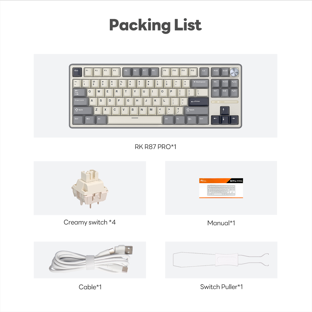Rk ROYAL KLUDGE RKR87 PRO ปะเก็นคีย์บอร์ดแบบมีสาย | Shopee Thailand