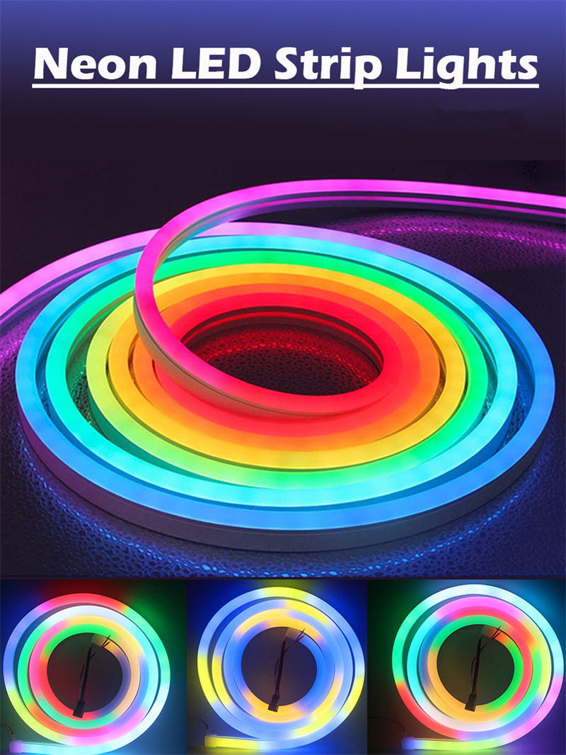 5v USB ประเภท RGBIC LED Neon Strip Light สําหรับเกมห้องนอน DIY Signage ...