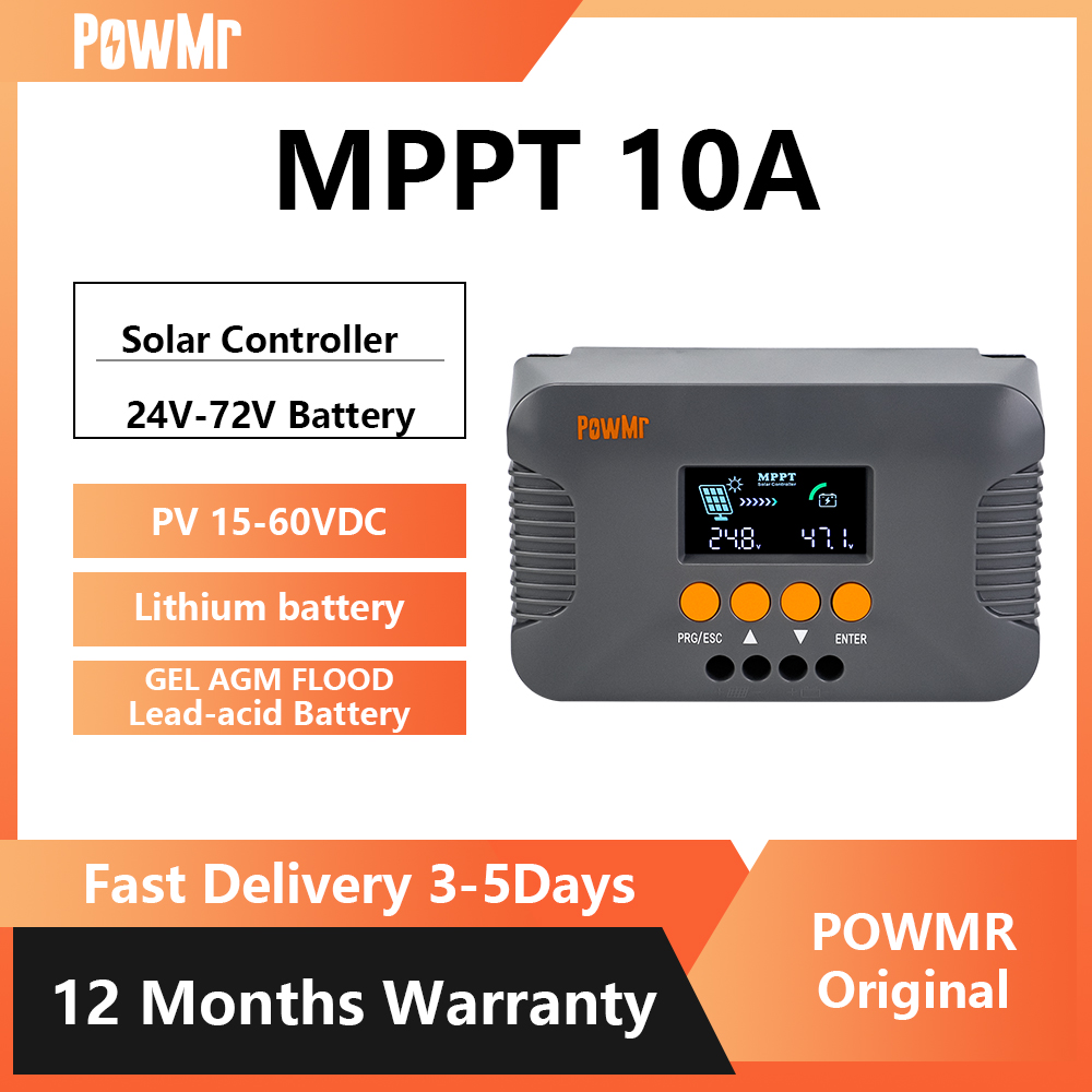 Powmr 10A MPPT Charger Controller 24/36/48/60/72V Boost Charge ...