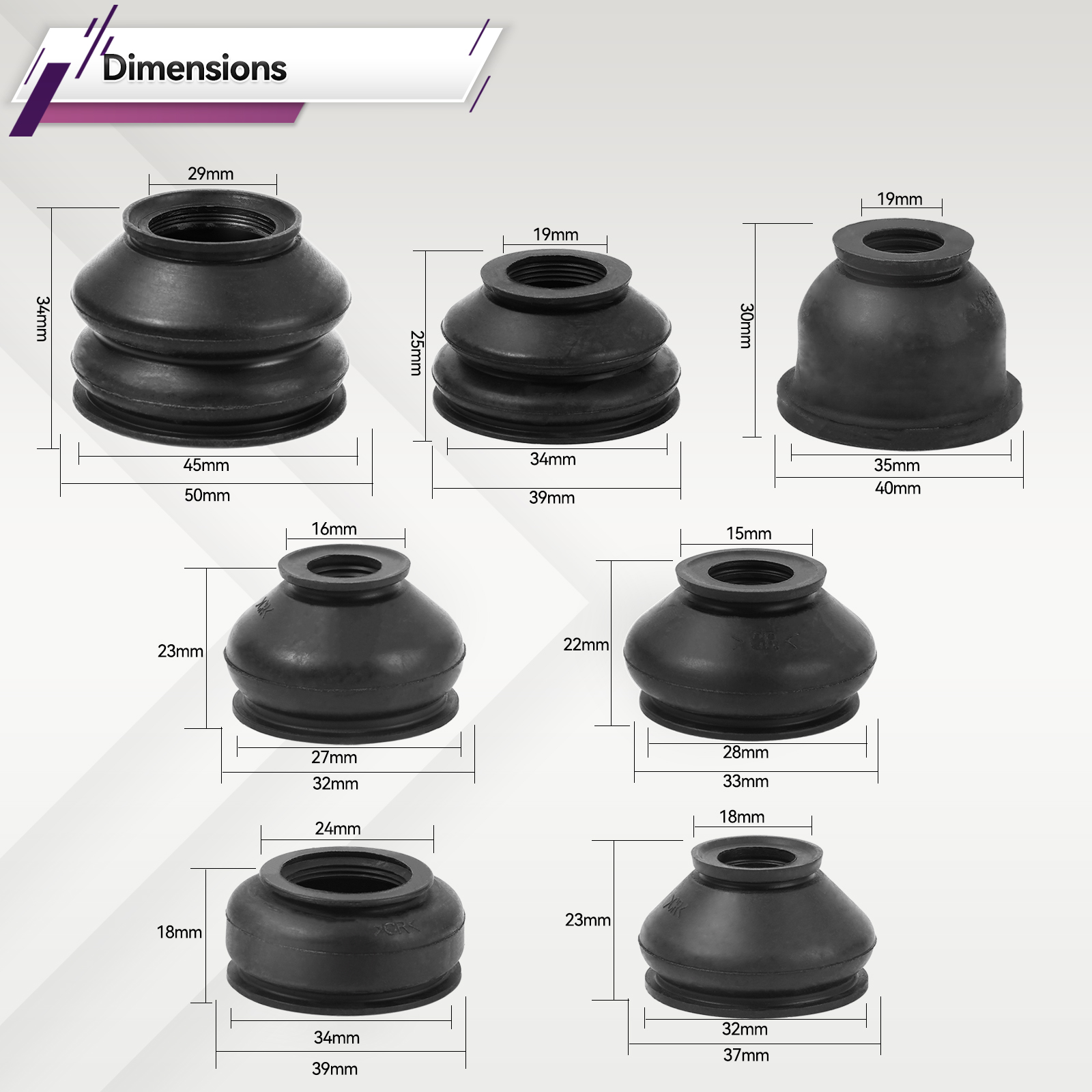 14x Universal Ball Joint Turn Rods ยางฝุ่น Boot Cover เปลี่ยนควบคุม Arm ...