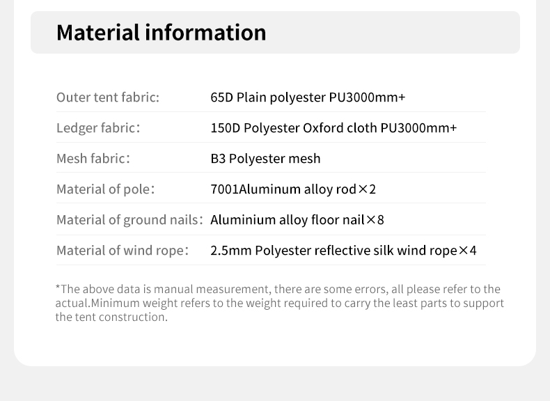 Naturehike กลางแจ้ง 2 คนตั้งแคมป์เดินป่า P Series เต็นท์ชั้นเดียว UPF40 + Breathable Ultralight Garden เต็นท์