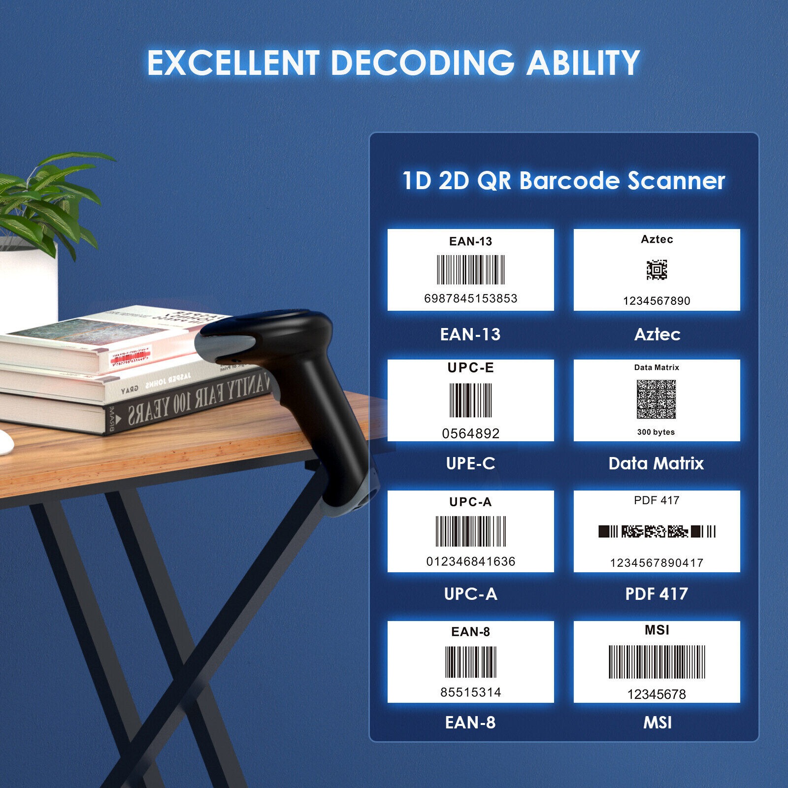 EYOYO EY-034 มือถือ 1D 2D QR Barcode Scanner ไร้สายและ USB แบบมีสาย ...