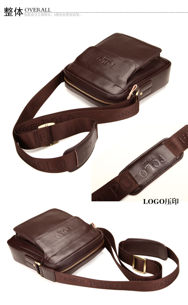 Polo Genuine Leather Mens bag Shoulder Bags Business Casual sling