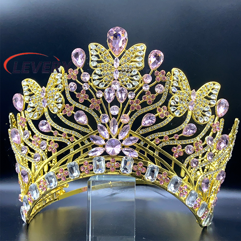 Lendy Tiaras Miss Universe Rhinestones Crown หรูหราผีเสื้อรูป Tiaras ...