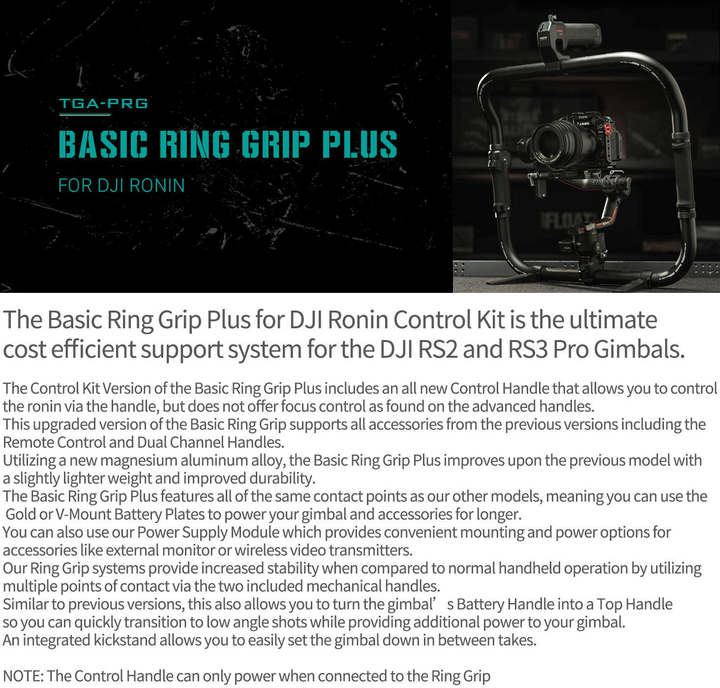 Tilta Basic Ring Grip Plus พร้อมที่จับควบคุมไร้สายสําหรับ DJI Ronin RS2 ...