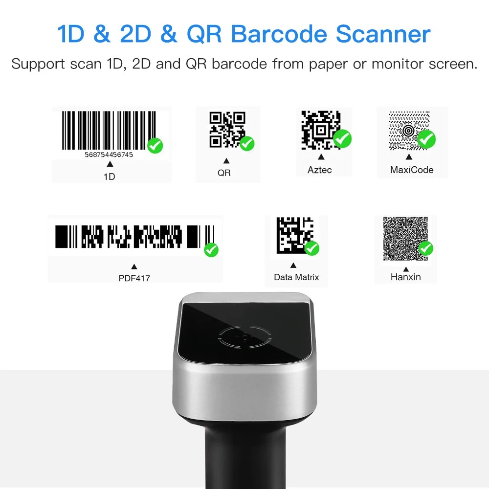 Eyoyo EY-1900 แบบพกพา 2.4G ไร้สาย 2D Barcode Scanner บลูทูธมือถือ QR ...