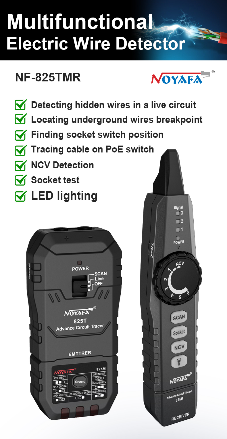 Noyafa NF-825 TMR เครื่องวัดสายไฟ Tracer เครื่องทดสอบสายเคเบิลเครือข่าย ...