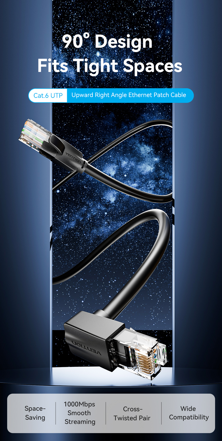Vention สายอินเตอร์เน็ต cat6 Lan Cable 1000Mbps RJ45 Upward Right 90 ...