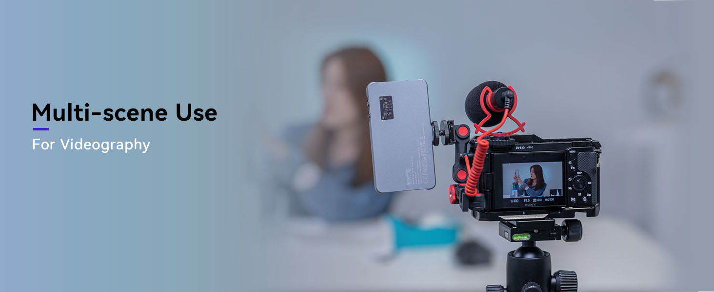 SMALLRIG RGB Video Light, RM120 Portable on Camera Light, 5000mAh 2500K-8500K CRI 98 , Éclairage de Vidéoconférence Professionnel Full Color LED Light Panel pour Vlog, Photography - 3808