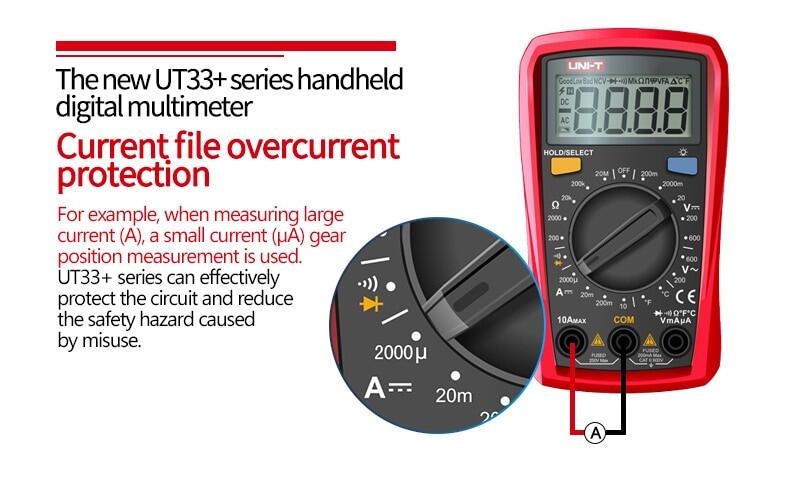 Uni-t ขนาดปาล์มมัลติมิเตอร์ความต้านทานวัด LCD AC DC 2mF Capacitance NCV ...