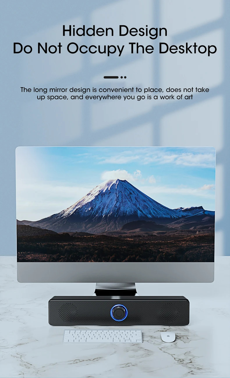 PC Soundbar ลําโพงแบบมีสาย USB เบสหนักแน่นซับวูฟเฟอร์ Boom Box Surround ...