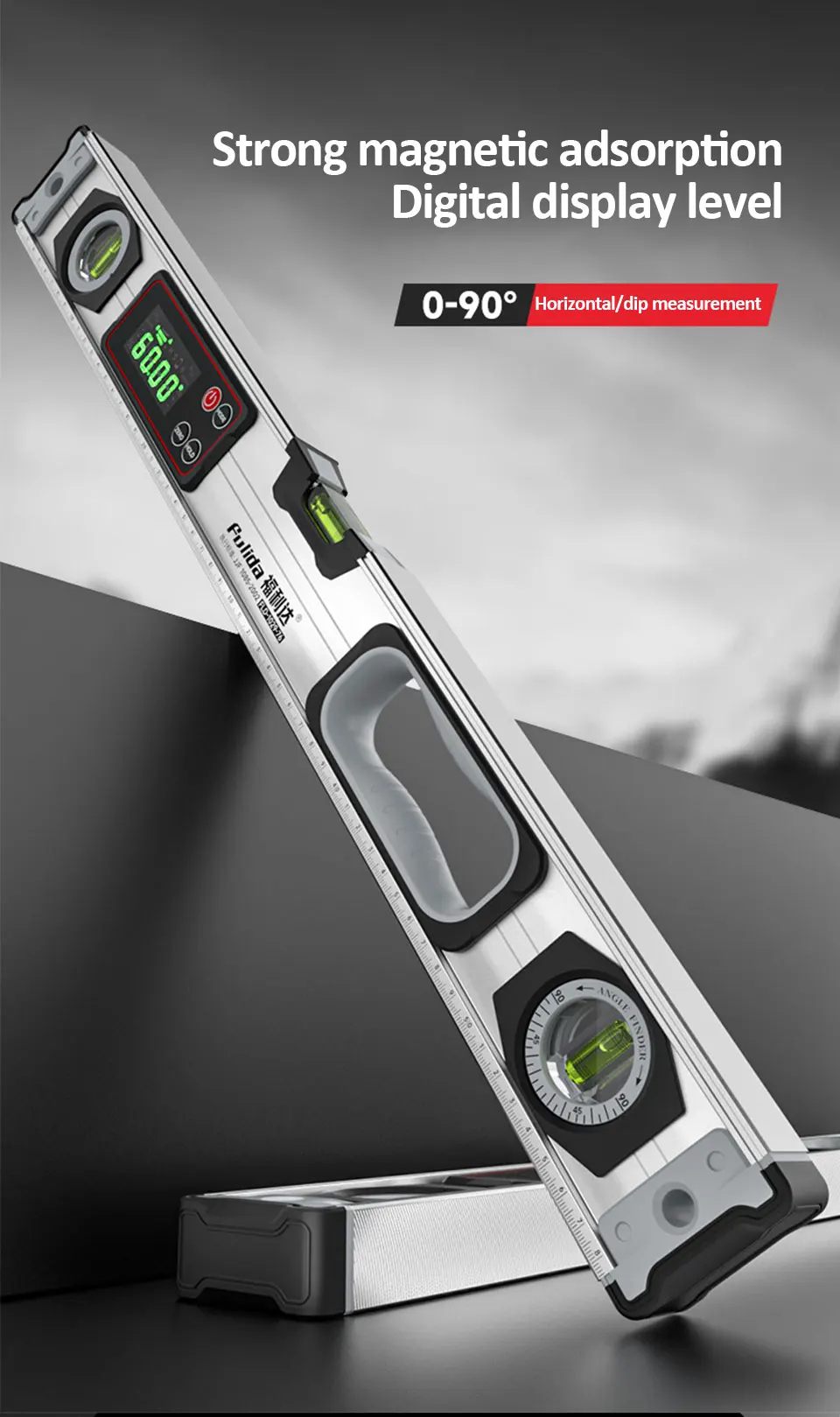 เครื่องค้นหามุมดิจิตอลเครื่องวัดมุม Inclinometer ระดับอิเล็กทรอนิกส์ 0 ...