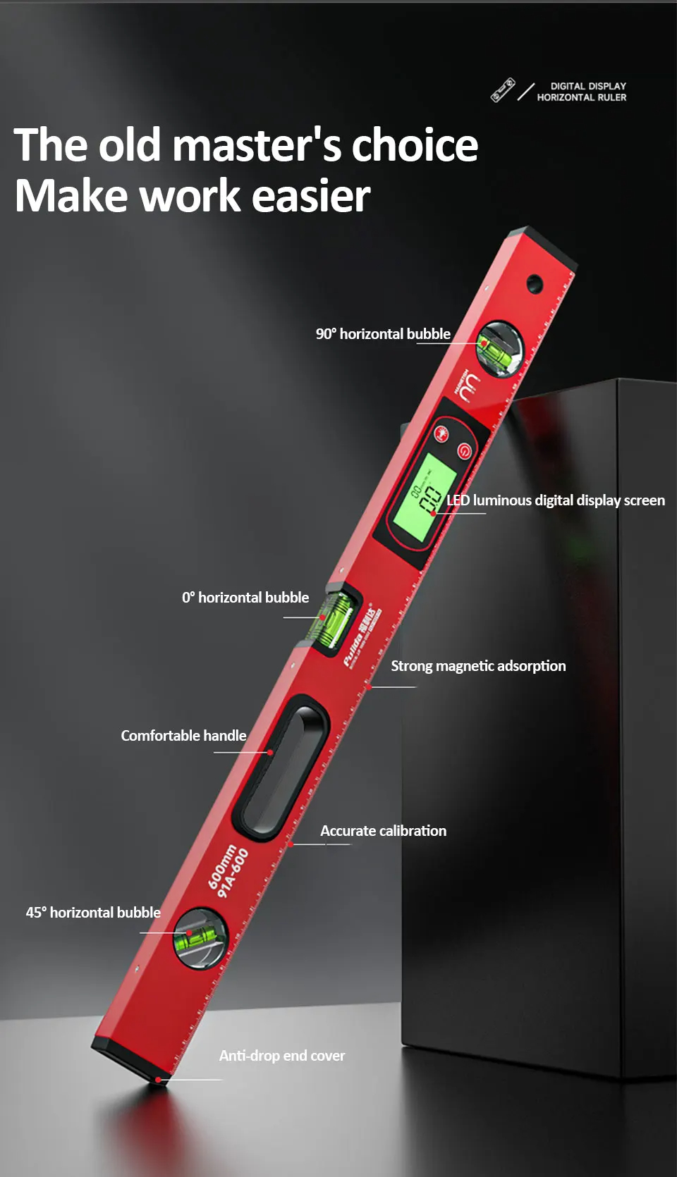 เครื่องค้นหามุมดิจิตอลเครื่องวัดมุม Inclinometer ระดับอิเล็กทรอนิกส์ 0 ...