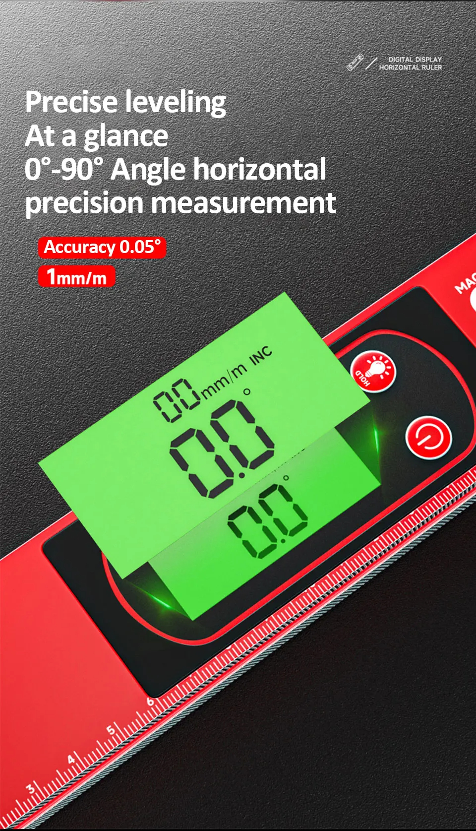 เครื่องค้นหามุมดิจิตอลเครื่องวัดมุม Inclinometer ระดับอิเล็กทรอนิกส์ 0 ...