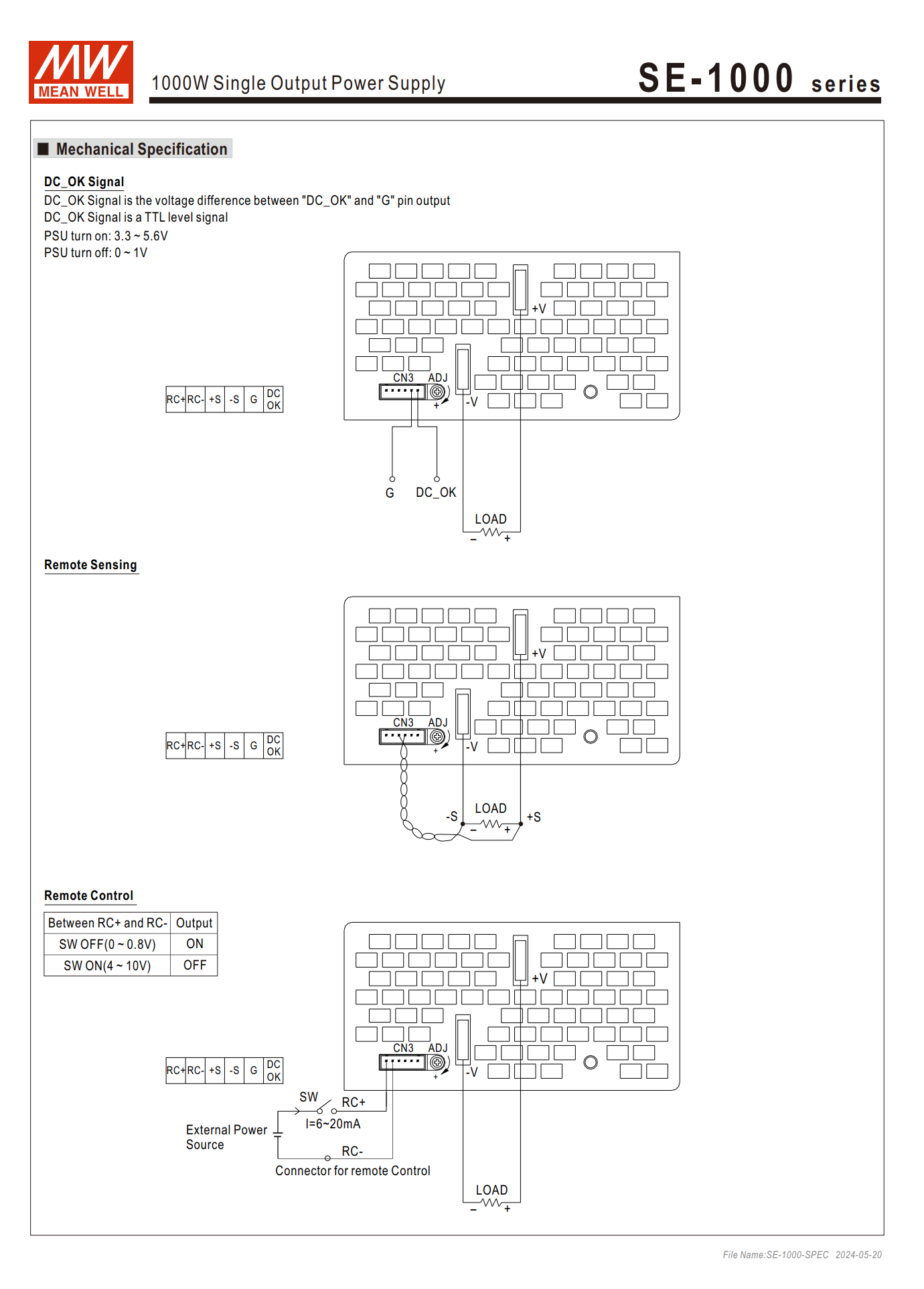 MEAN WELL SE-1000-24 SE-1000-12 SE-1000-48 Switching Power Supply ...