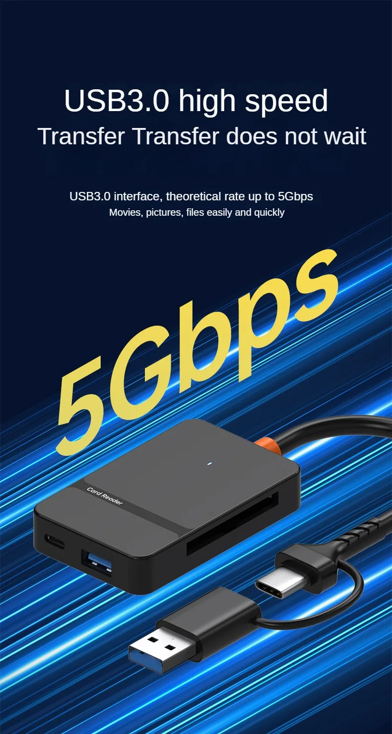 8 In 1 USB C CF Card Reader USB 3.0 ประเภท CTF CF MSD เครื่องอ่านการ์ด ...