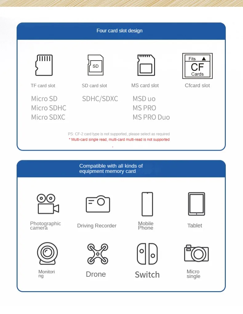 8 In 1 USB C CF Card Reader USB 3.0 ประเภท CTF CF MSD เครื่องอ่านการ์ด ...