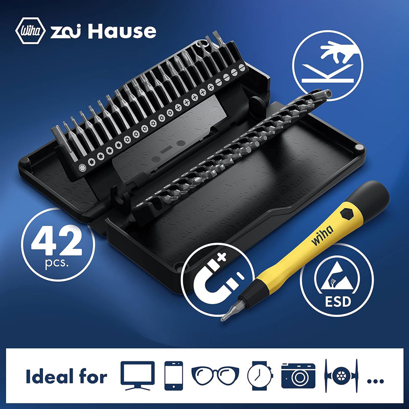 ไขควงชุด Wiha 44624 Micro-Bit ชุด 40 in 1 แม่เหล็กไฟฟ้าสถิต Dissipative ...