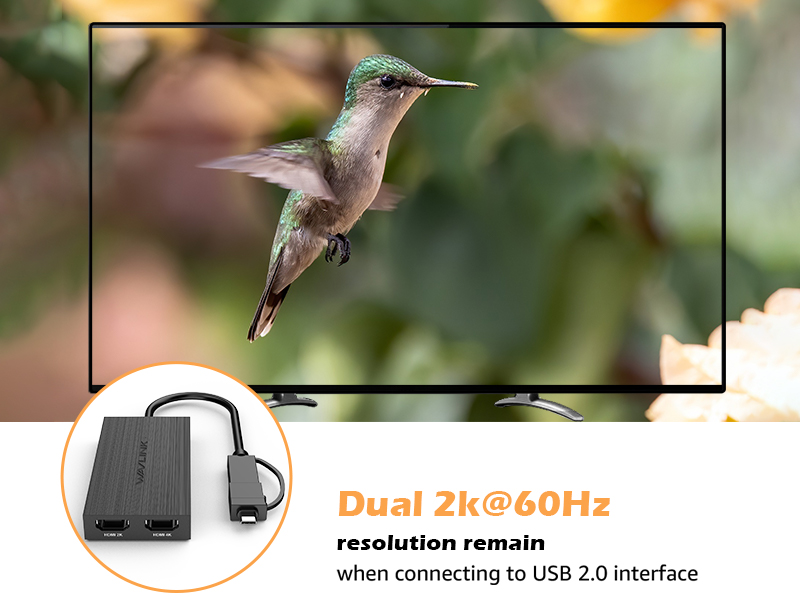 Wavlink USB 3.0 ถึง dual HDMI Graphic Adapter, Max 2K display output ...