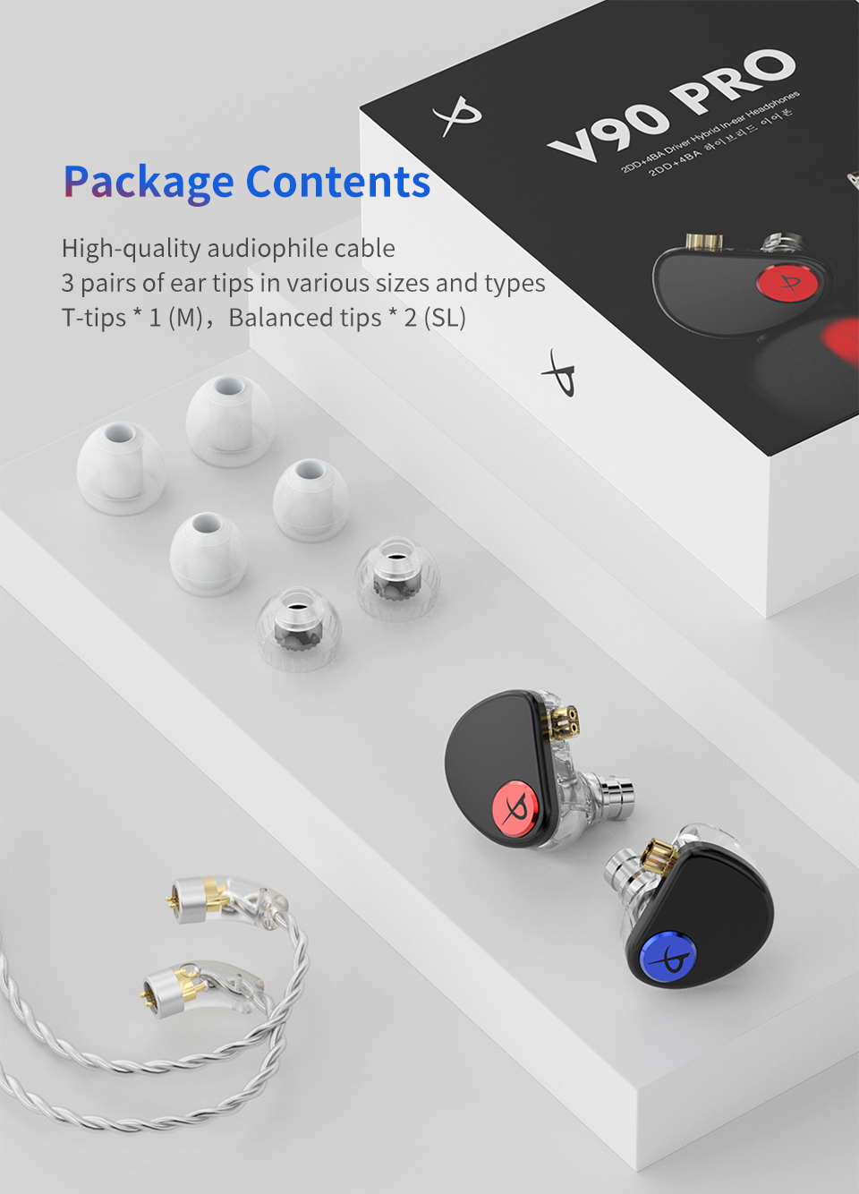 Trn V90 Pro หูฟังชนิดใส่ในหู 2DD + 4BA ไดร์เวอร์ HiFi Bass IEM ชุดหูฟัง ...