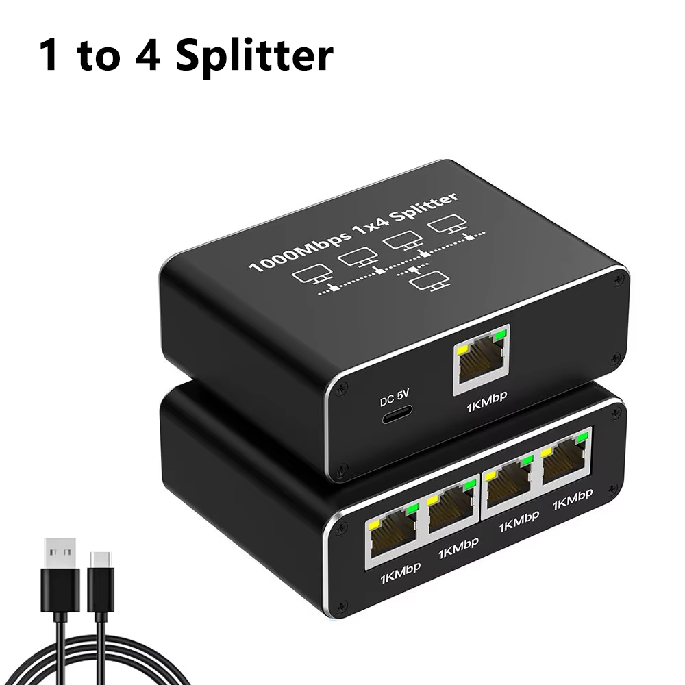 1000mbps 1 in 4 Out Ethernet Adapter 1 ถึง 2/3/4 RJ45 LAN Internet ...