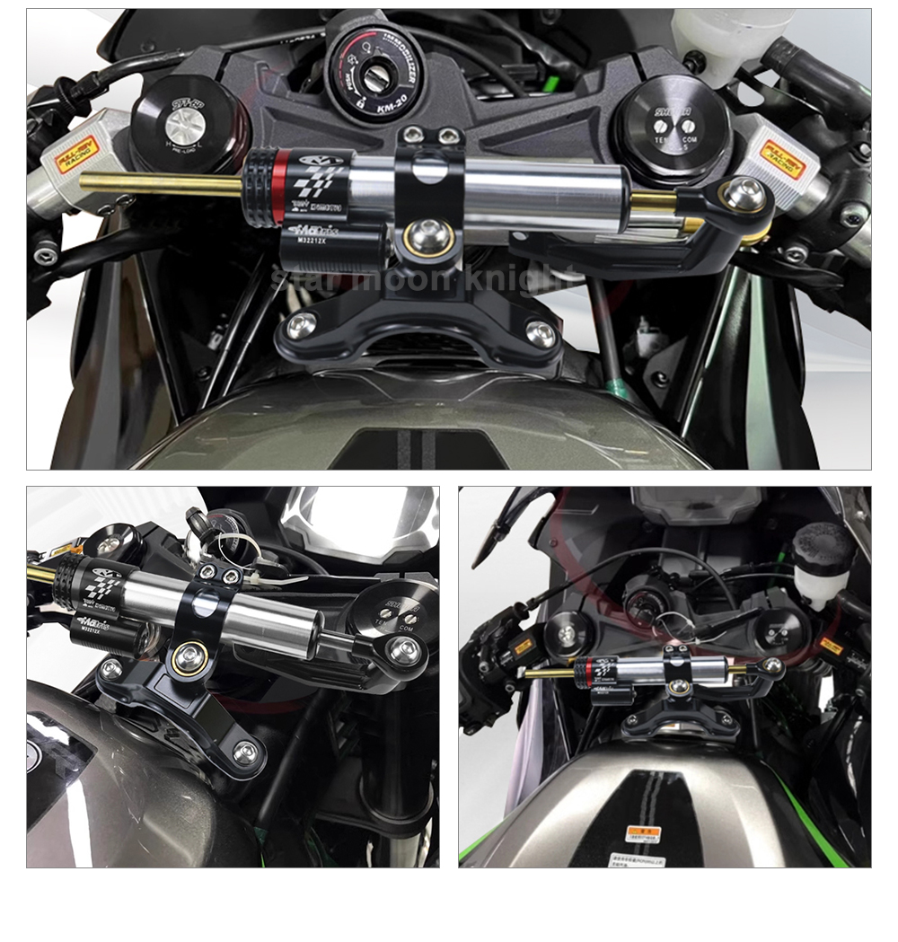 KAWASAKI รถจักรยานยนต์handlebarพวงมาลัยdamperชุดสําหรับkawasaki Ninja ...