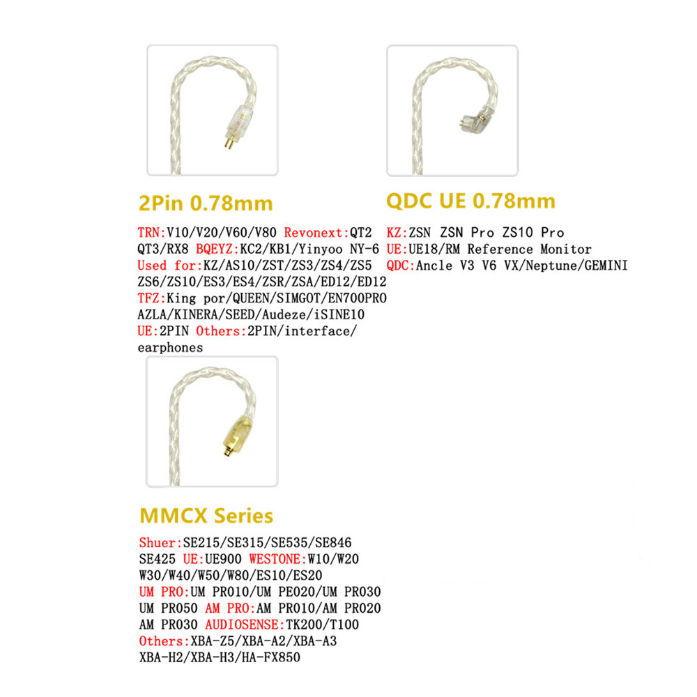 Jcally Gold JC16 16 แบ่งปันหูฟังอัพเกรดสาย MMCX/2Pin/QDC KZ C Pin ...