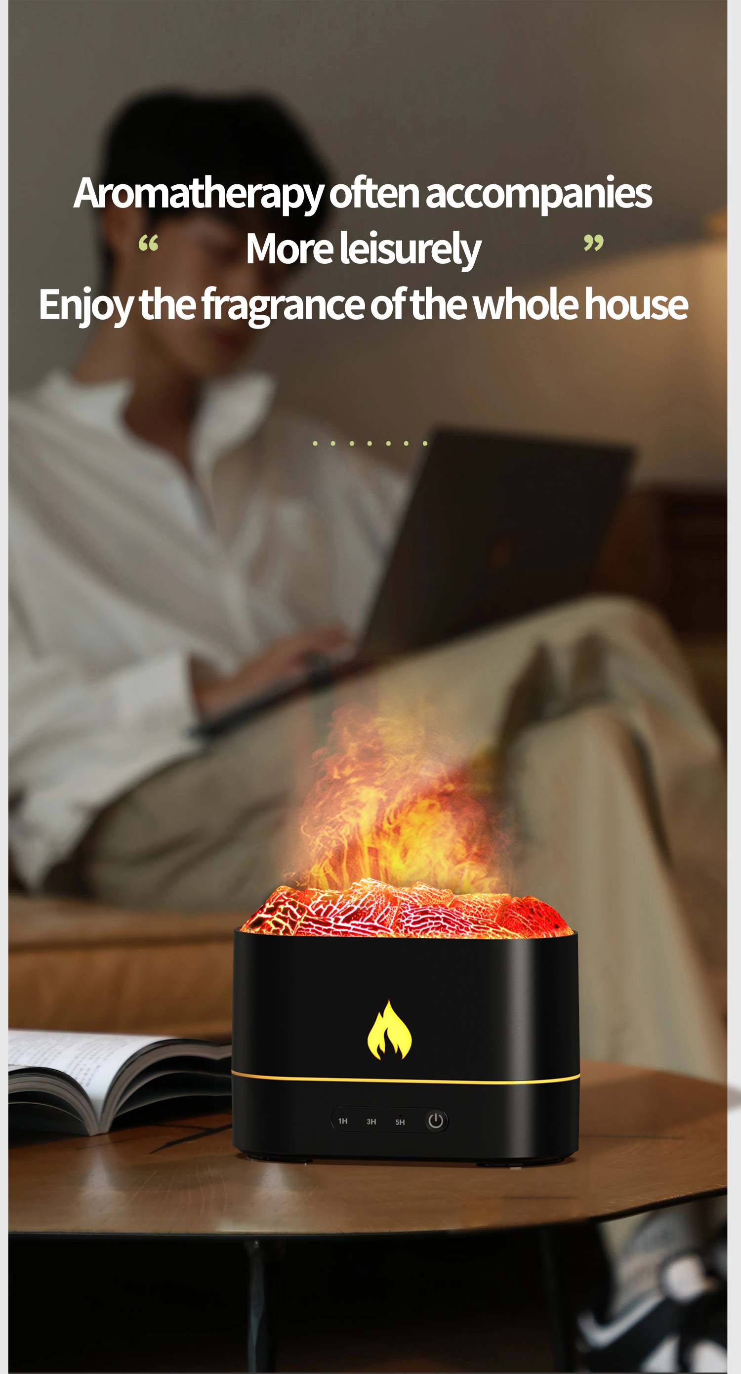 Ricodo Quality Life Lava Volcano Flame Ultrasonic Aroma Diffuser Light ...