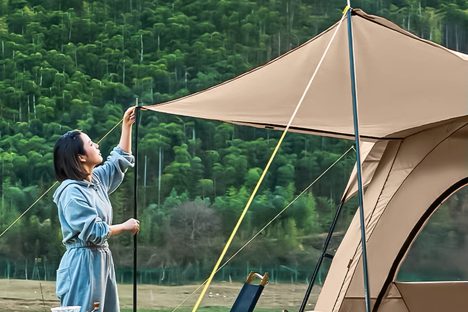 Mountainhiker เต็นท์ครอบครัว เต็นท์ขนาดใหญ่ 2ห้องนอน 1 โถง จุได้ 10-12 คน 4 สี การออกแบบเต็นท์สองชั้