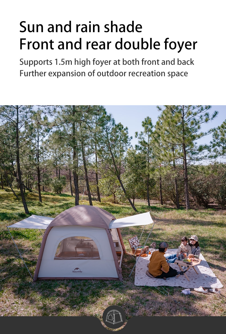 Naturehike เต็นท์ท่อลม Ango กลางแจ้ง UPF 50+ เต็นท์แคมป์ปิ้งพองบ้านพื้นที่ขนาดใหญ่