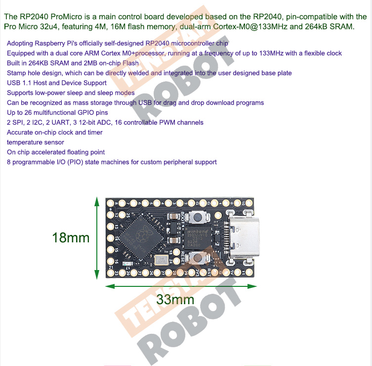 Rp2040 Pro Micro Raspberry PI PICO บอร์ดพัฒนา Dual-Core รองรับ Mciro ...