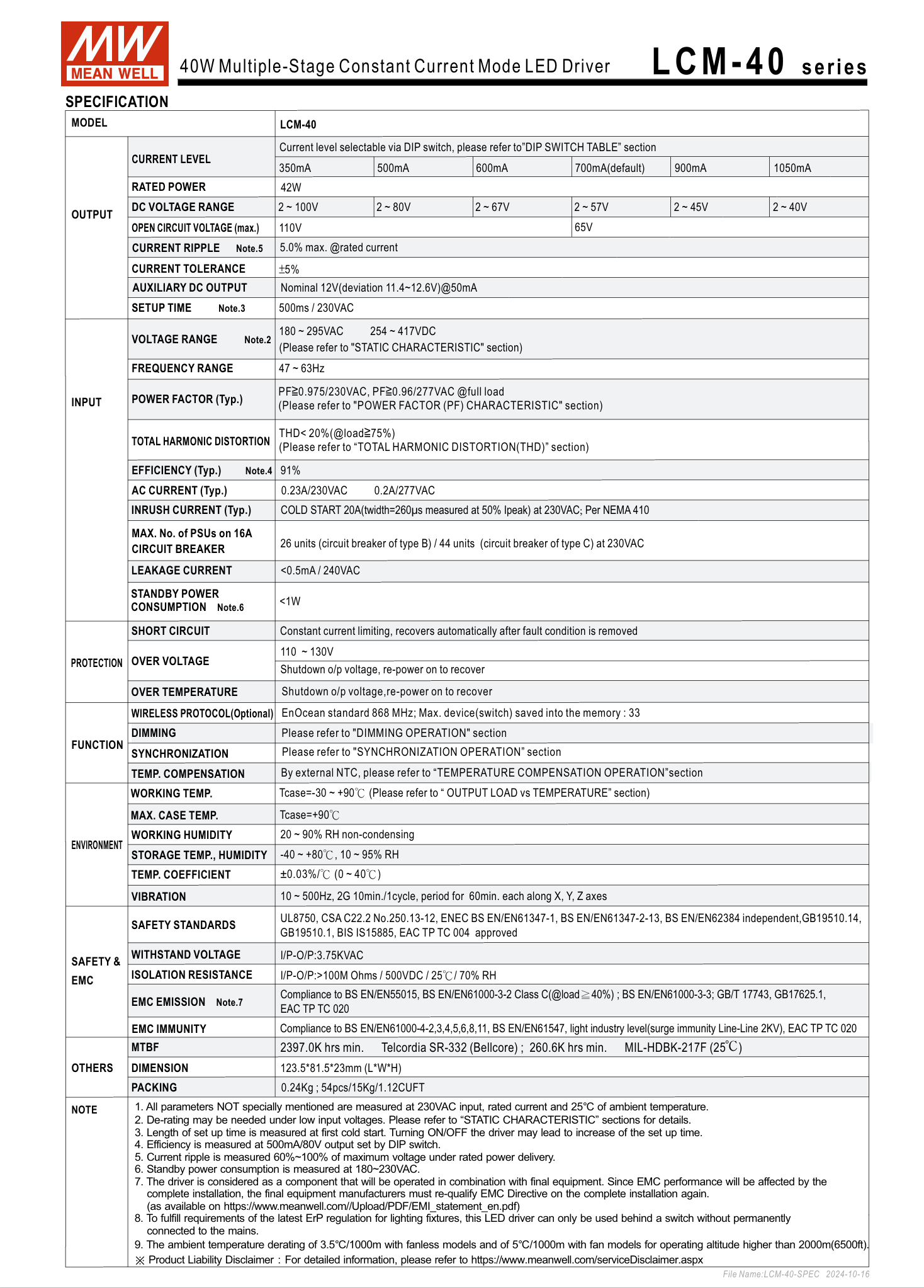 MEAN WELL LCM-40 LCM-40DA แหล่งจ่ายไฟไดรเวอร์ LED MEANWELL แหล่งจ่ายไฟ ...
