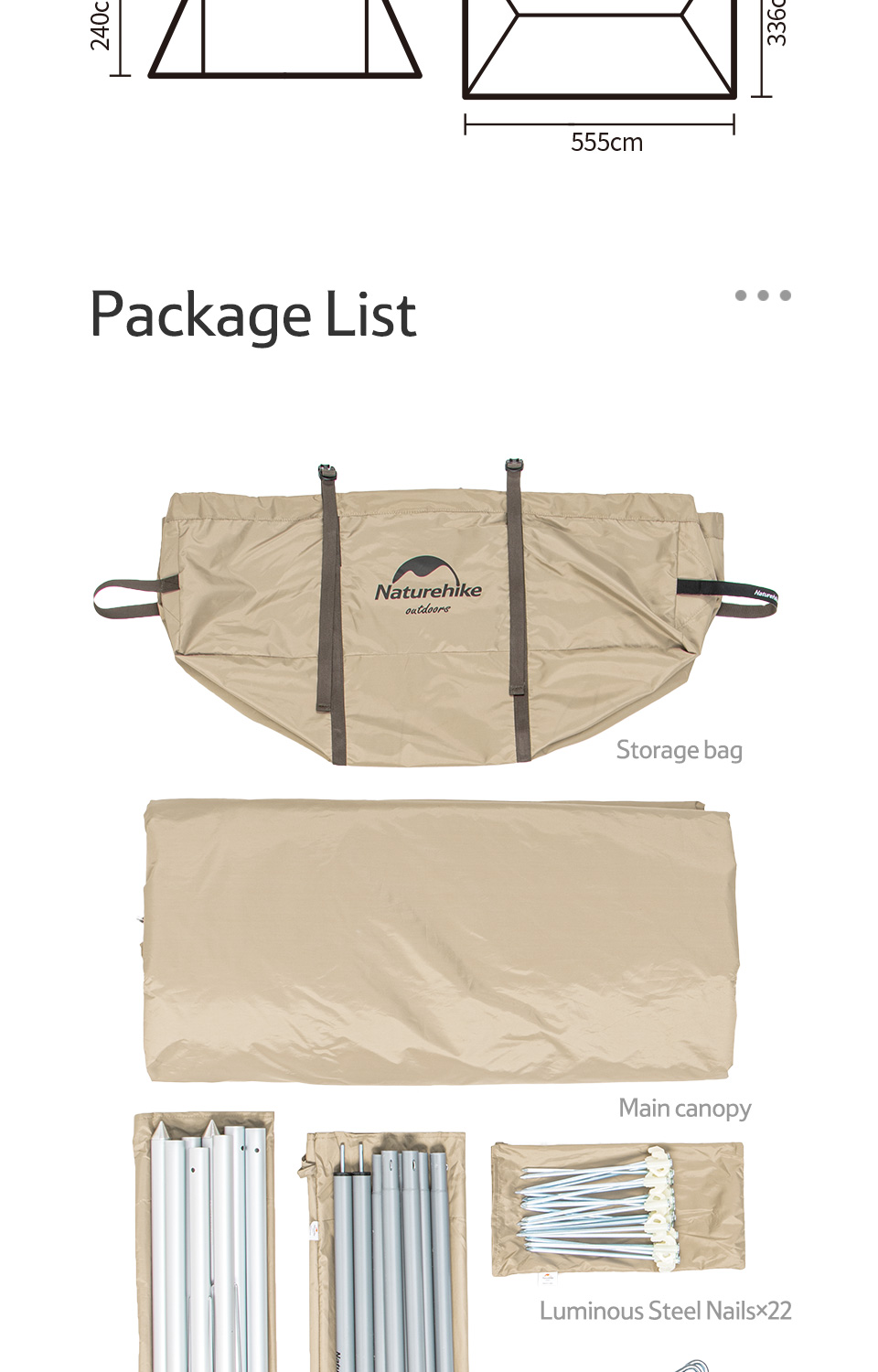 Naturehike Outdoor Camping Glamping UPF 50+ Cloud Desk Twin Tower Shelter เปิด Air Cinema กันสาด Canopy