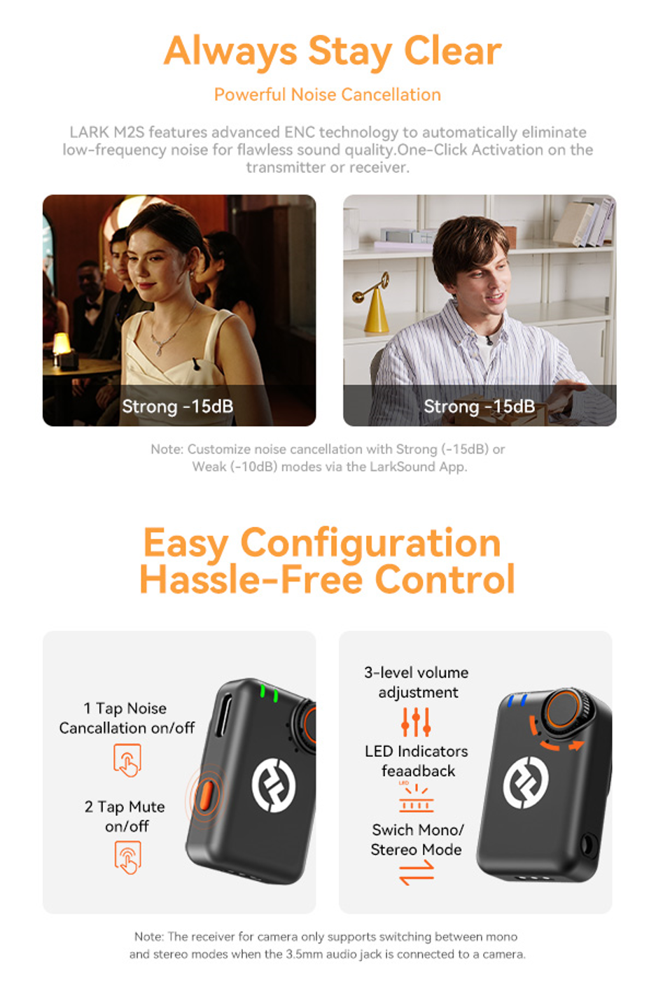 Hollyland Lark M2S ไมค์ไร้สาย ไมโครโฟนไร้สาย ไมโครโฟนแบบหนีบเสื้อ สําหรับ Phone/กล้อง/PC ไมค์สำหรับการถ่ายทอดสด Vlog