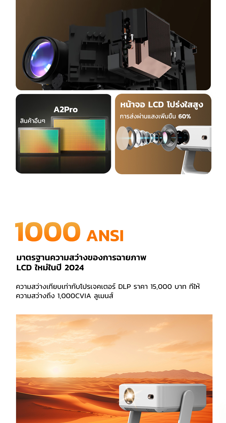 โปรเจคเตอร์ A2Pro projector 4k led android mini projector Bluetooth ...