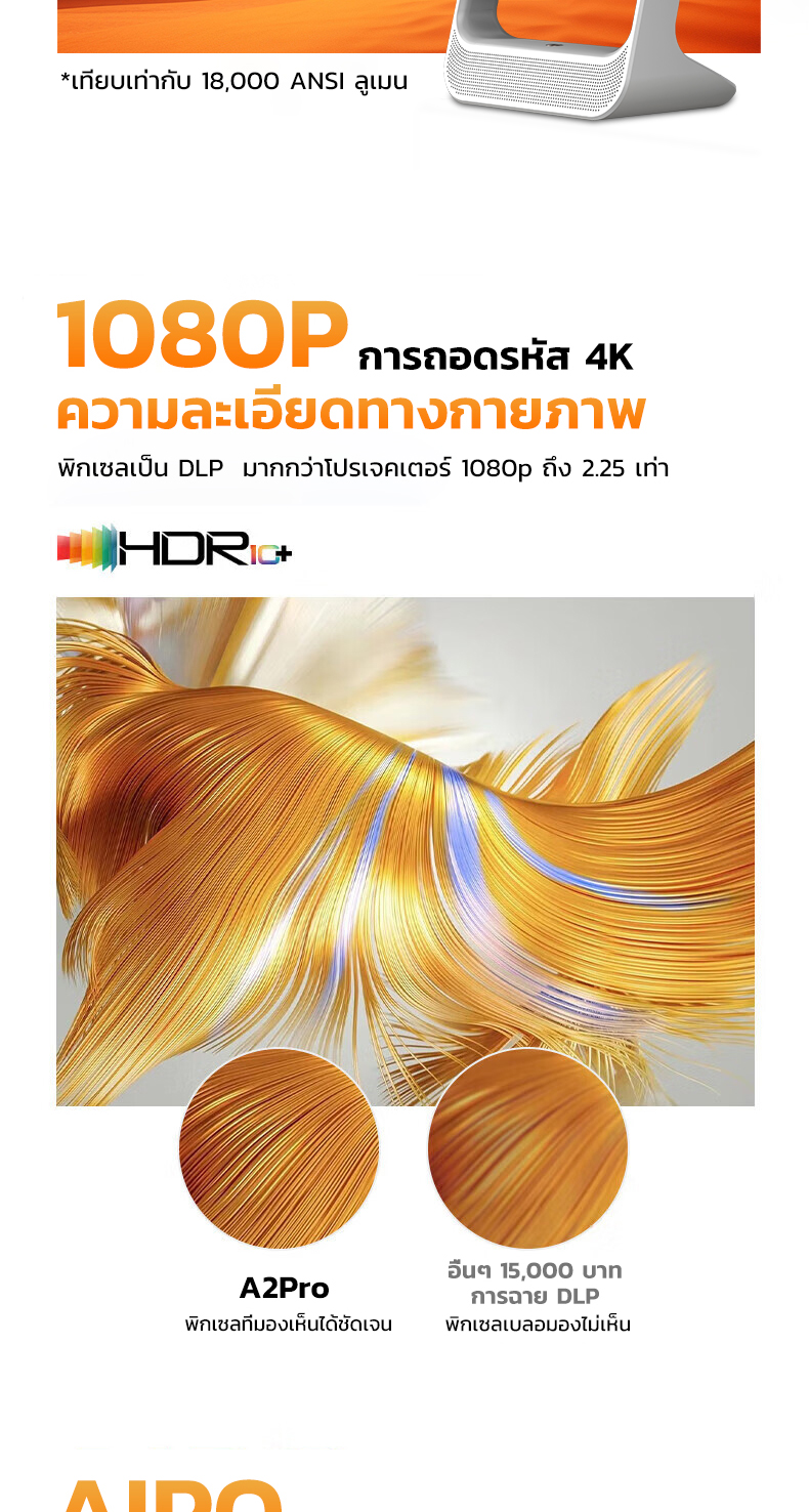 โปรเจคเตอร์ A2Pro projector 4k led android mini projector Bluetooth ...