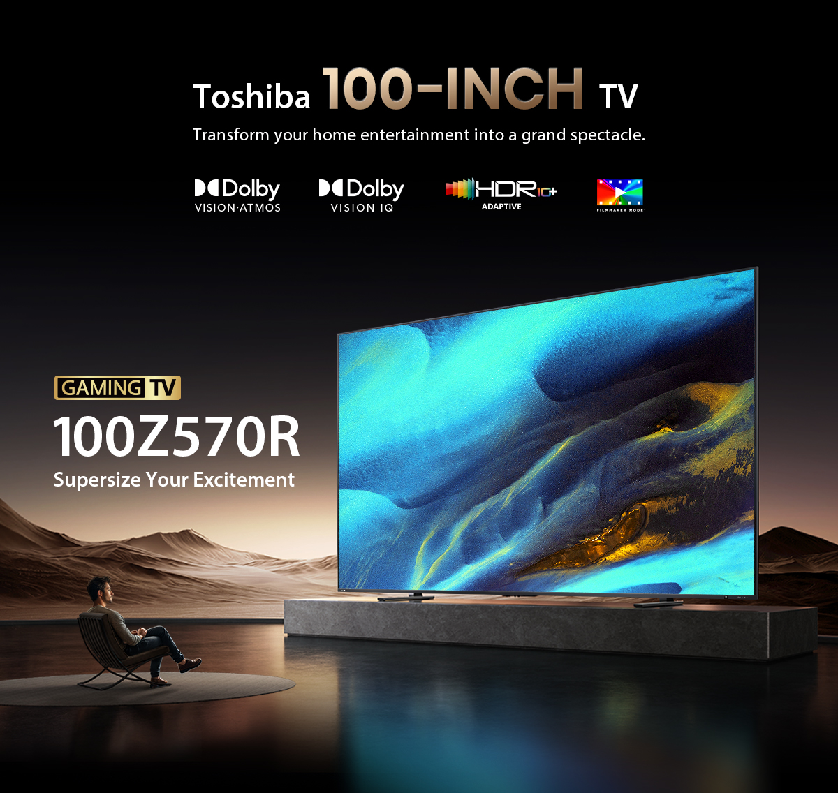 TOSHIBA TV 100Z570NP ทีวี 100 นิ้ว 144Hz 4K Ultra HD Game Mode VIDAA HDR10+ Quantum Dot TV