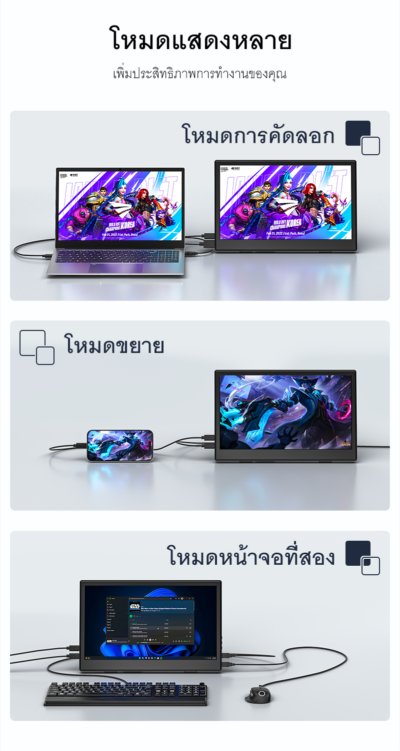 BEEX 15.6 นิ้ว Ultra-thin แบบพกพา LED Monitor Full HD หน้าจอ Gaming ...