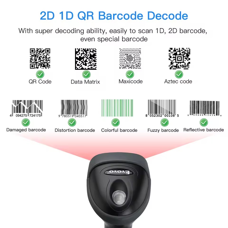 Eyoyo EY-H2 สาย USB 1D/2D Barcode Scanner มือถือ PDF417 Data Matrix QR ...