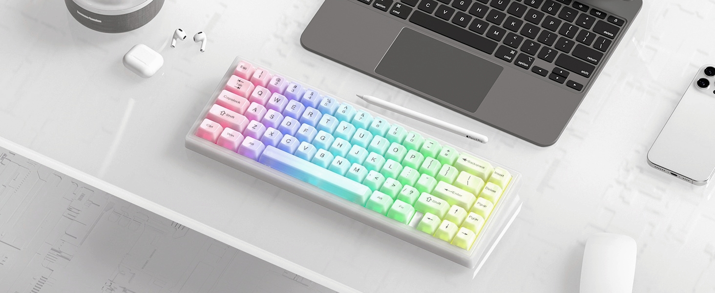 115 คีย์ MDA Profile Frosted Matte White Keycaps PC Double Shot Key ...
