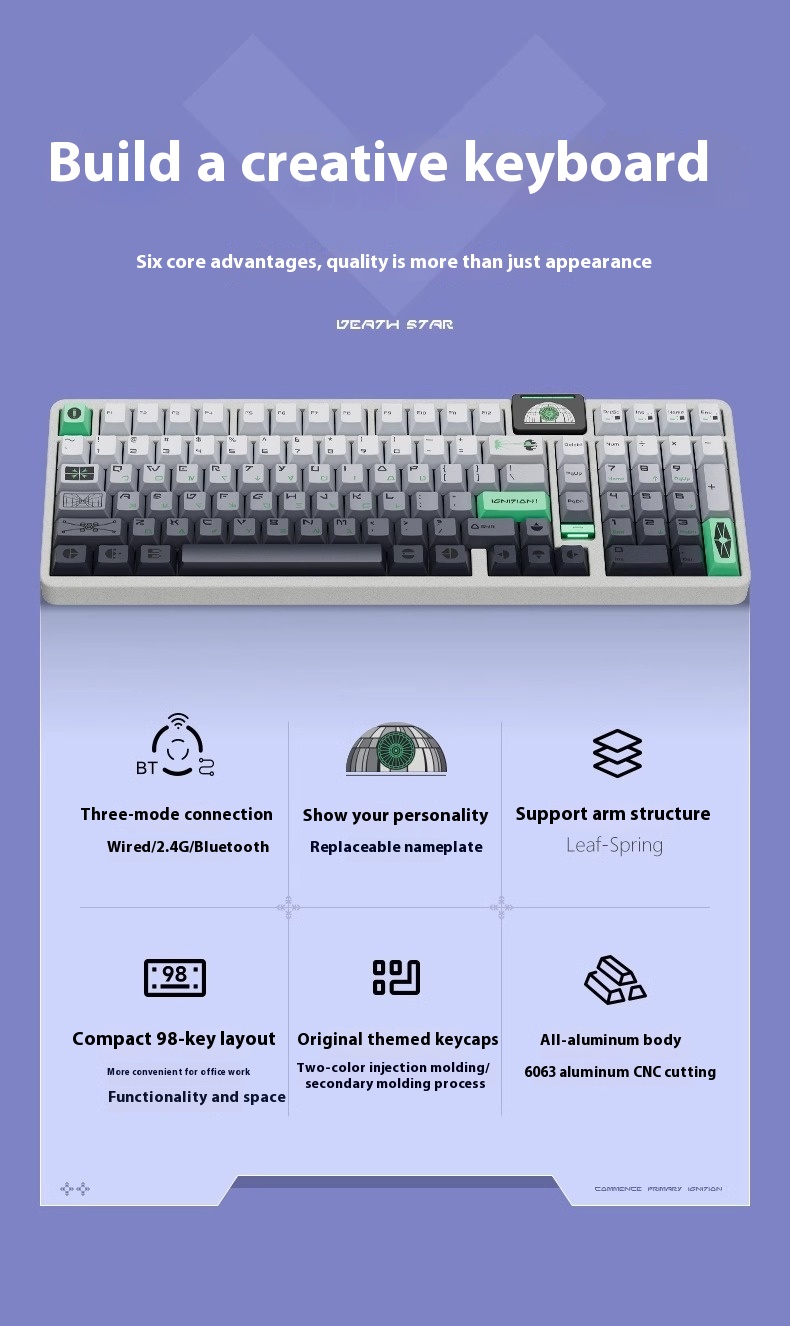 Keyverse infi100 อลูมิเนียมคีย์บอร์ดไร้สาย 98% Hot swappable RGB Leaf ...
