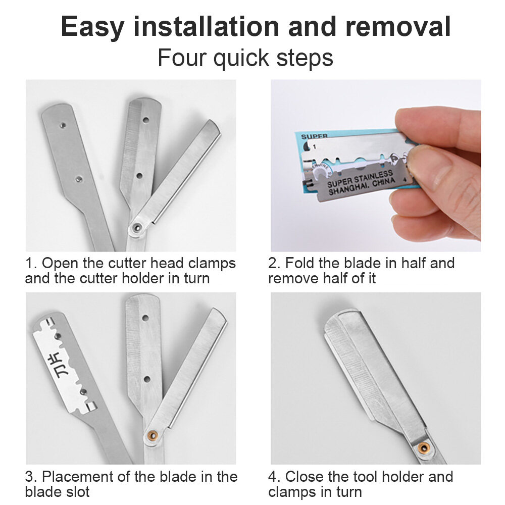 สีสัน Professional Manual Shaver Straight Edge Stainless Steel Sharp ...