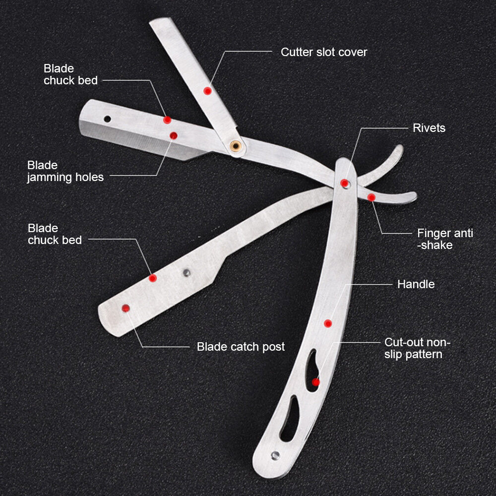สีสัน Professional Manual Shaver Straight Edge Stainless Steel Sharp ...