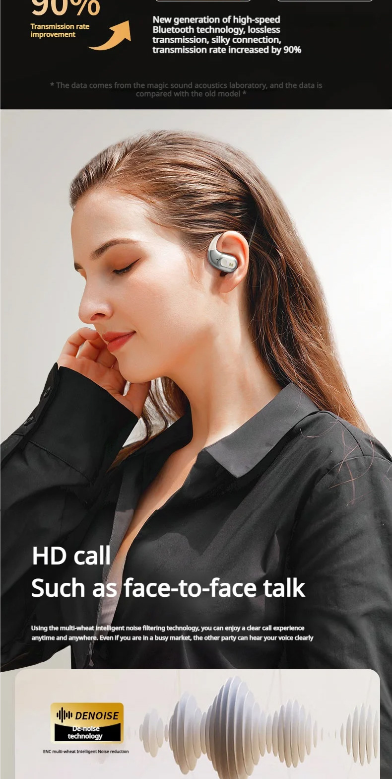 Monster AC330 หูฟังไร้สาย Bluetooth 5.4 HD Call การลดเสียงรบกวน IPX5 ...