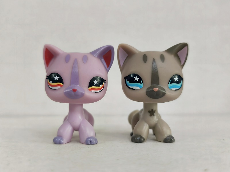2 ชิ้น/ล็อต LPS ของเล่น Littlest Pet Shop สีม่วงแมวสีน้ําตาล #933#468 ...