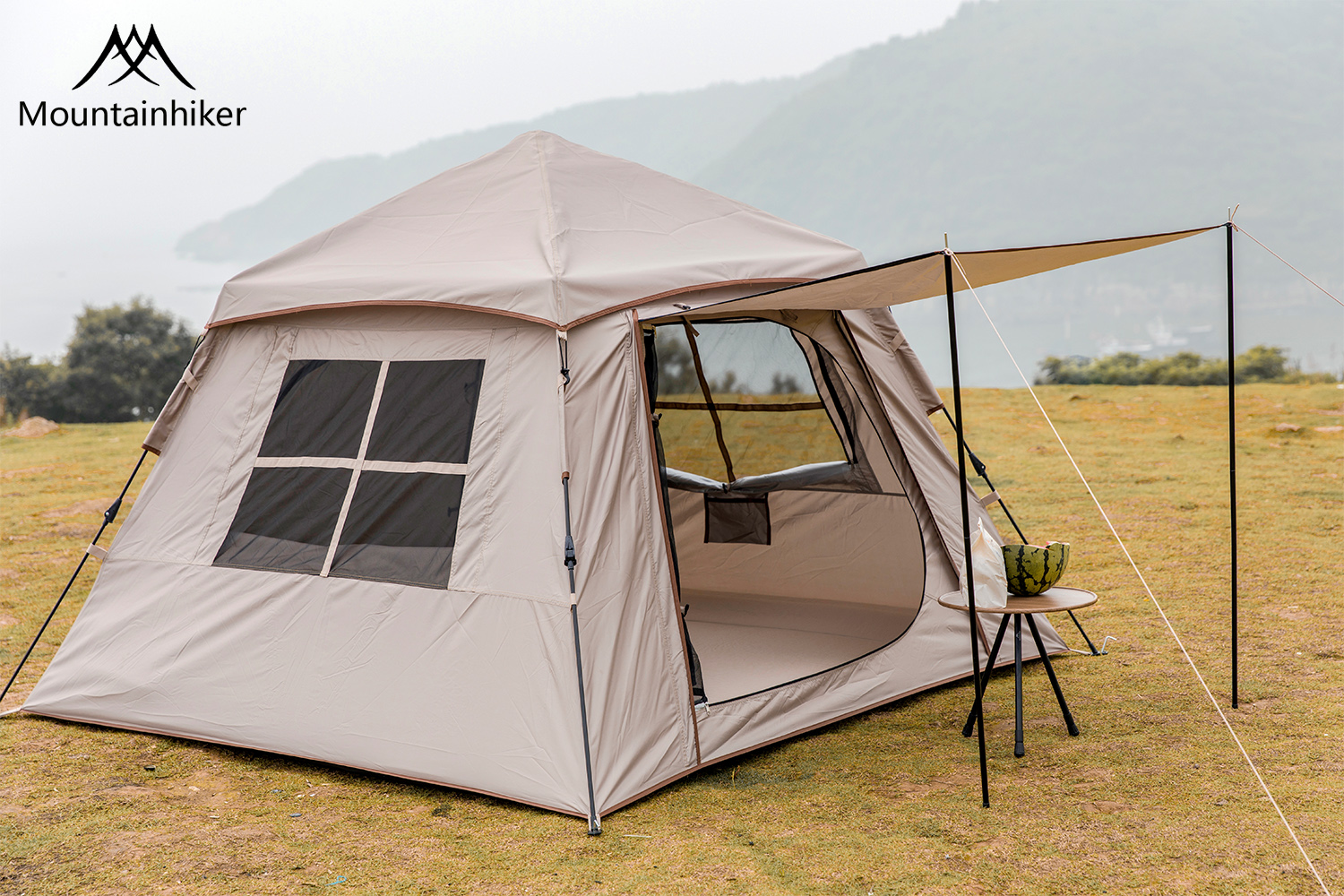 Mountainhiker เต็นท์ กางอัตโนมัติ เต็นท์นอน พับได้ แจ้ง เดินป่า พักในสวน ขนาด 3-4 คน