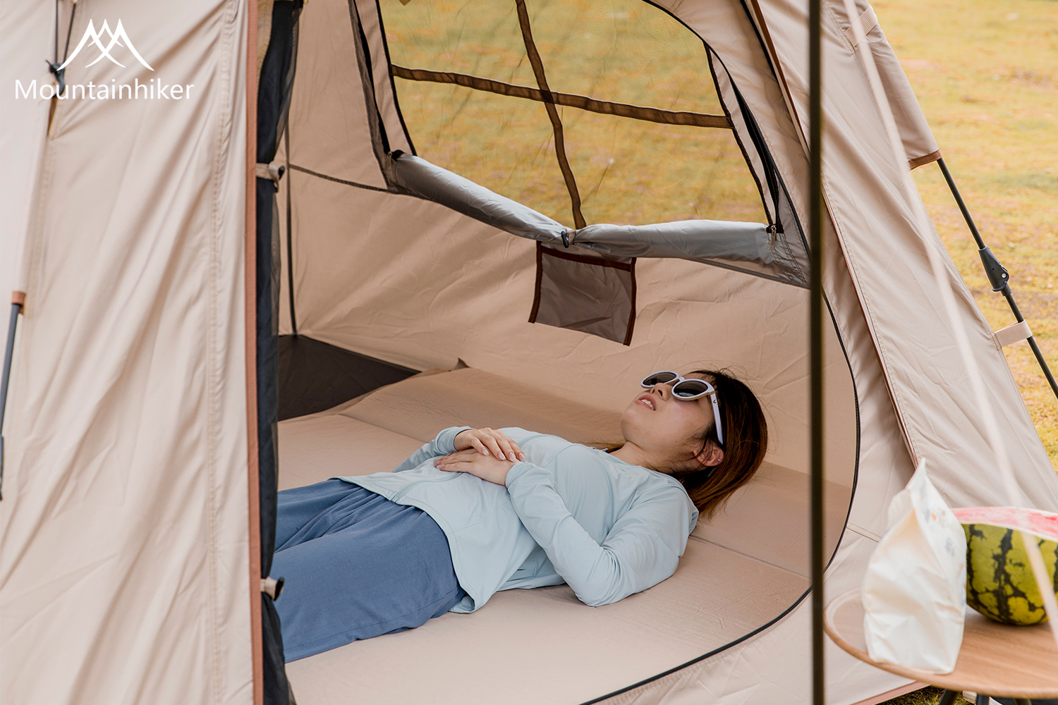 Mountainhiker เต็นท์ กางอัตโนมัติ เต็นท์นอน พับได้ แจ้ง เดินป่า พักในสวน ขนาด 3-4 คน