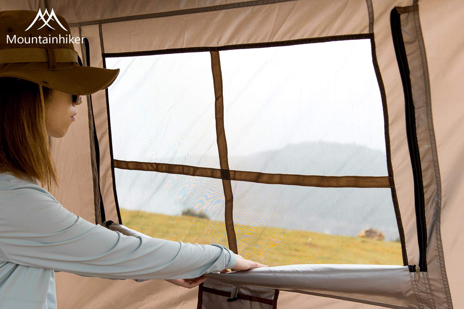 Mountainhiker เต็นท์ กางอัตโนมัติ เต็นท์นอน พับได้ แจ้ง เดินป่า พักในสวน ขนาด 3-4 คน